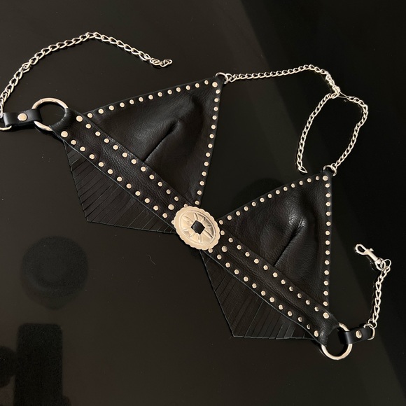 Friends of Hell Leather Bra Top with Fringe - Picture 4 of 6